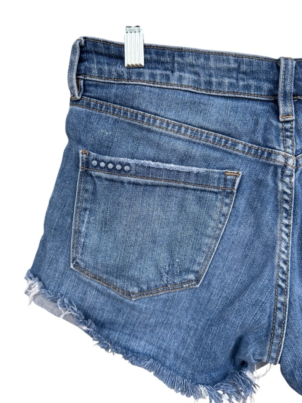 Blank NYC The Fulton Roll Up Distressed Denim Cutoff Raw Hem Shorts Size 26 - Picture 5 of 9